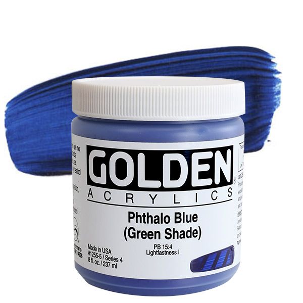 GOLDEN Heavy Body Acrylic 8 oz Jar - Phthalo Blue (Green Shade)
