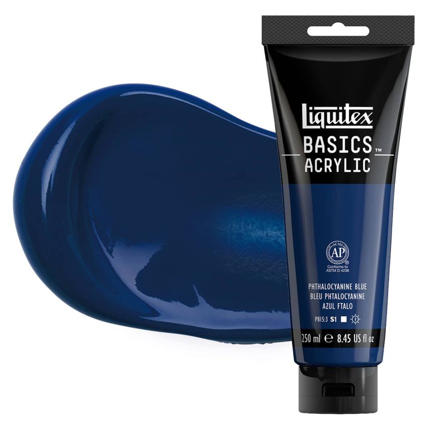 Liquitex Basics Acrylic Paint - Phthalocyanine Blue, 250ml Tube