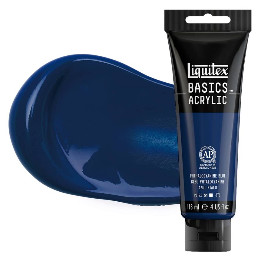 Liquitex Basics Acrylic Paint - Phthalocyanine Blue, 4oz Tube