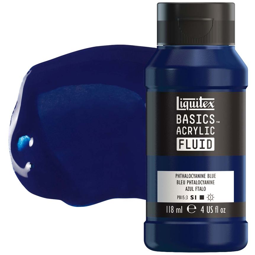 Liquitex BASICS Acrylic Fluid - Phthalocyanine Blue, 4oz Bottle