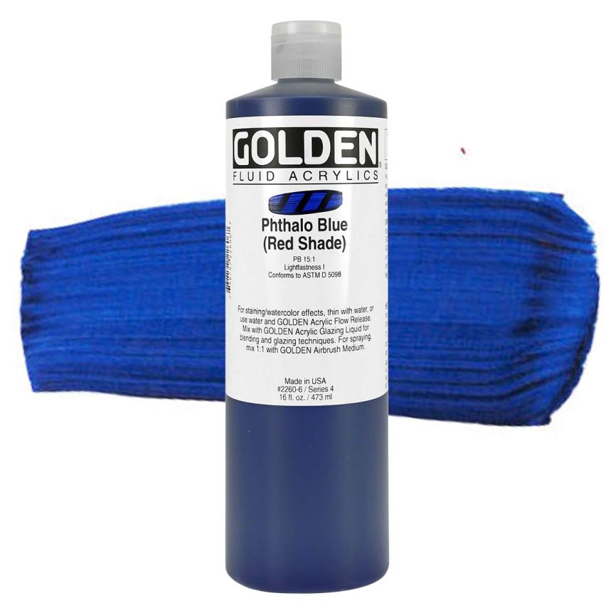 GOLDEN Fluid Acrylics Phthalo Blue (Red Shade), 16oz