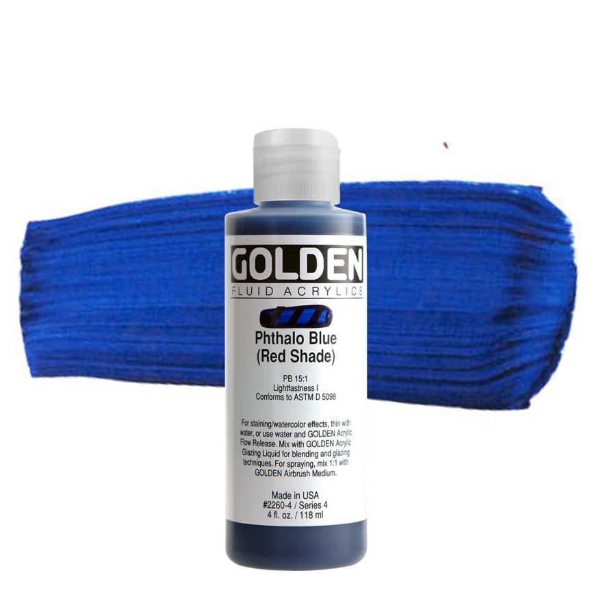 GOLDEN Fluid Acrylics Phthalo Blue (Red Shade), 4oz