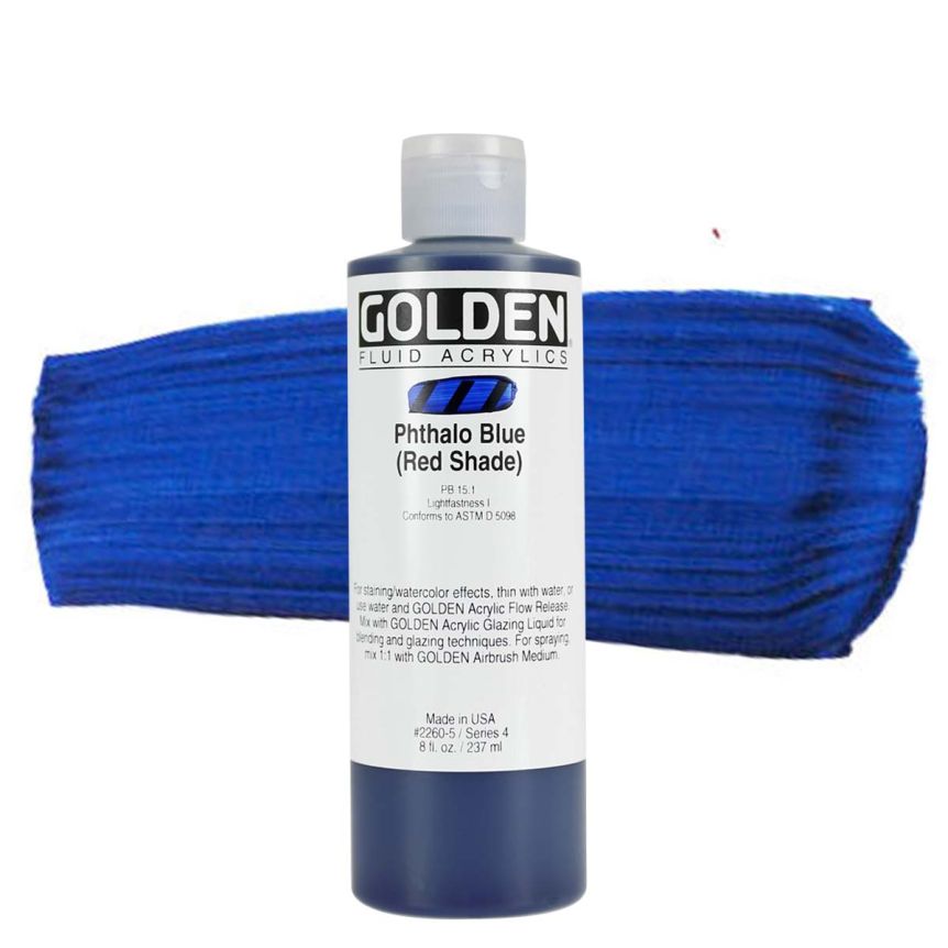 GOLDEN Fluid Acrylics Phthalo Blue (Red Shade), 8oz