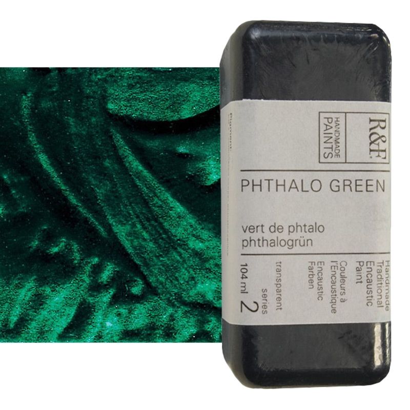 R&F Encaustic Handmade Paint 104 ml Block - Phthalo Green