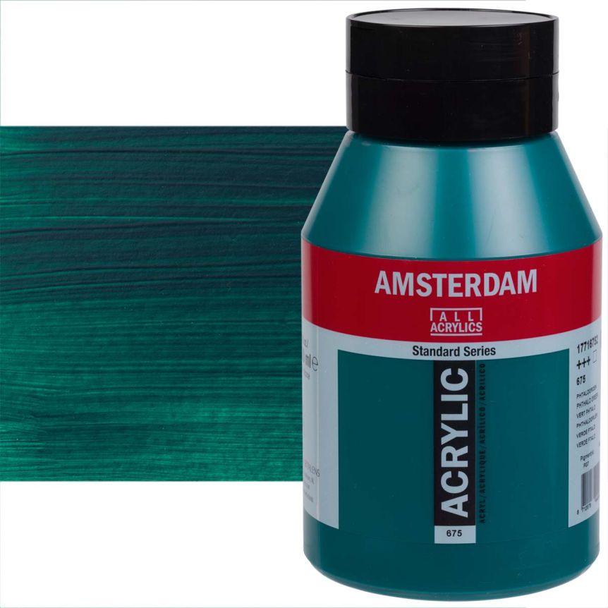 Amsterdam Standard Series Acrylic Paint - Phthalo Green, 1 Liter Jar