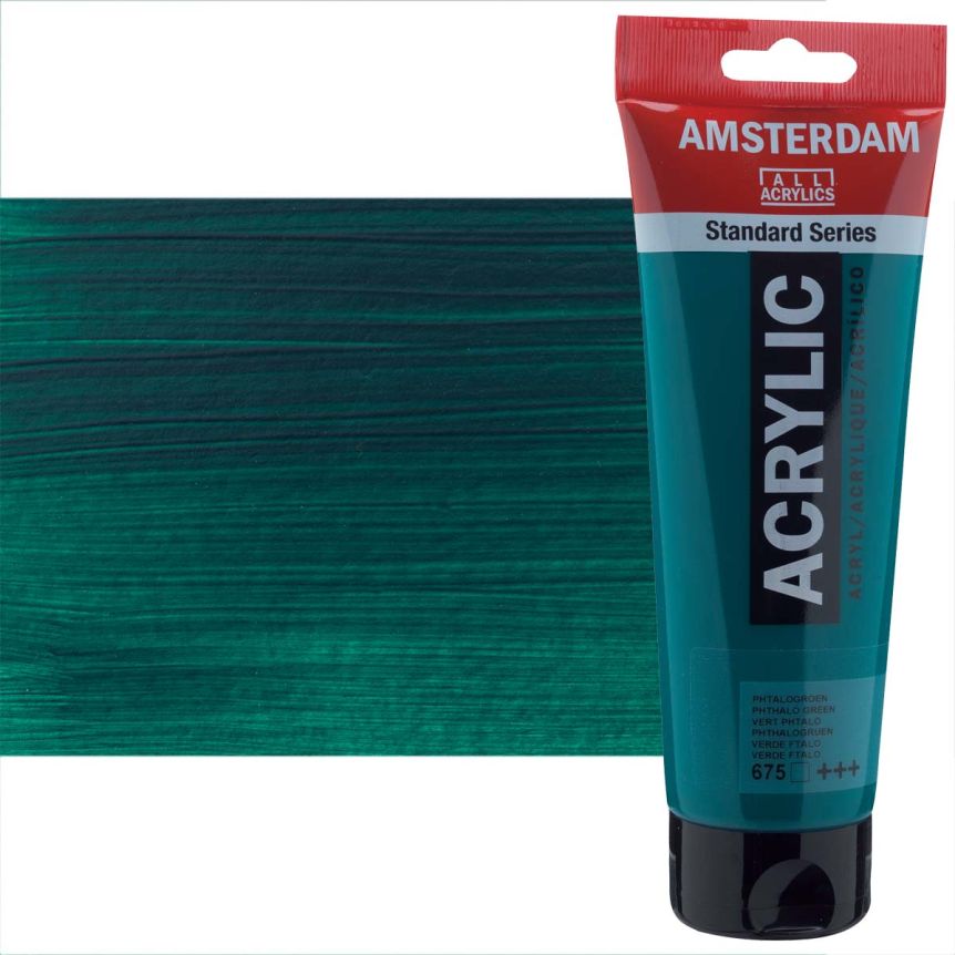 Amsterdam Standard Series Acrylic Paint - Phthalo Green, 250ml Tube
