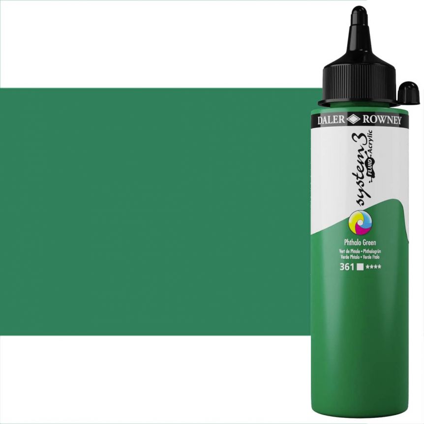 Daler-Rowney System 3 Fluid Acrylic, Phthalo Green (250ml)