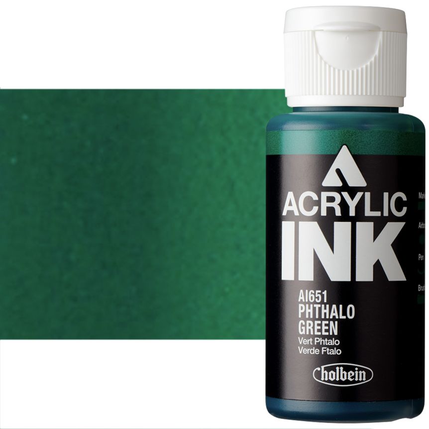 Holbein Acrylic Ink - Phthalo Green, 30ml