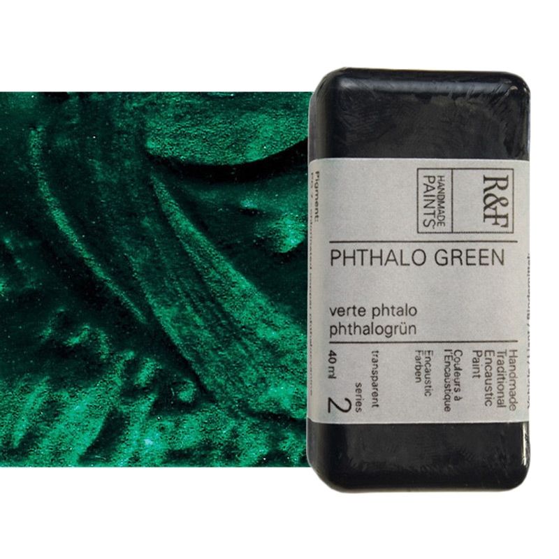 R&F Encaustic Handmade Paint 40 ml Block - Phthalo Green