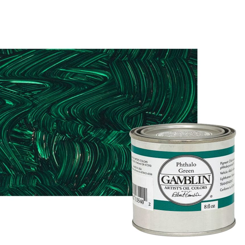 Phthalo Green, 8oz Can Gamblin Artists Oil 