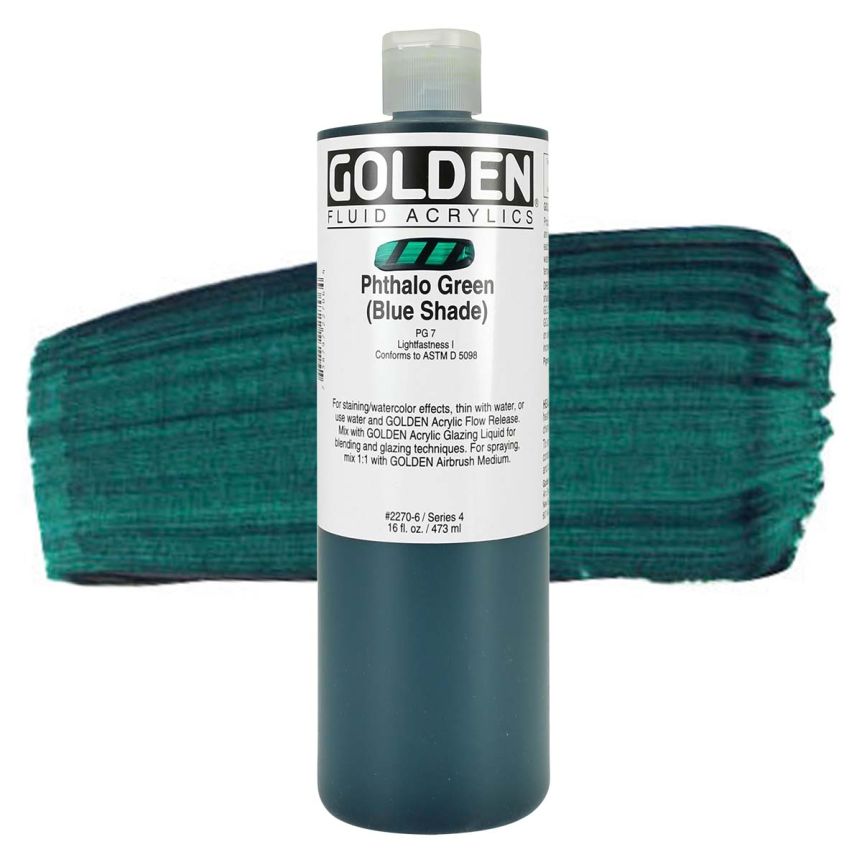 GOLDEN Fluid Acrylics Phthalo Green (Blue Shade), 16oz