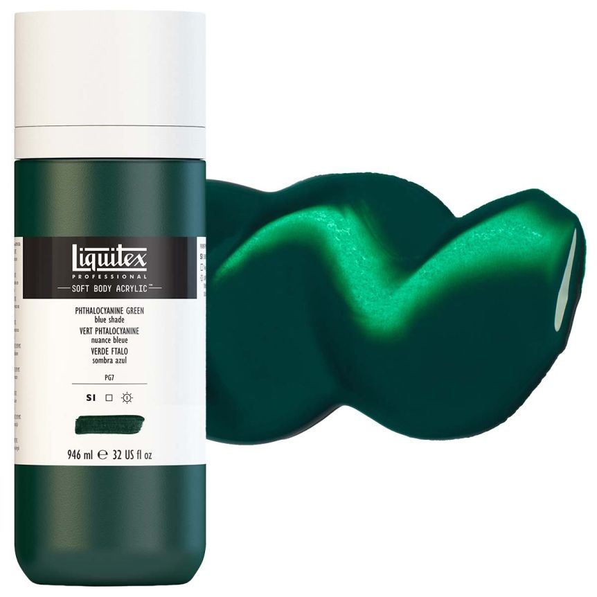 Liquitex Professional Soft Body Acrylic - Phthalocyanine Green (Blue Shade), 32oz Bottle