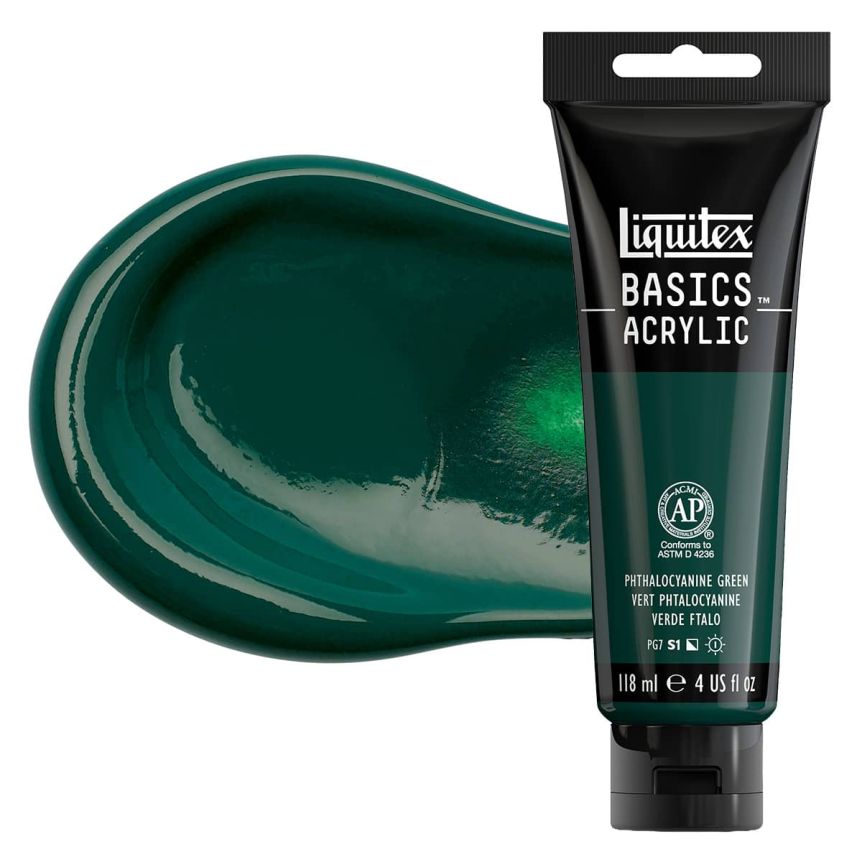 Liquitex Basics Acrylic Paint - Phthalocyanine Green, 4oz Tube