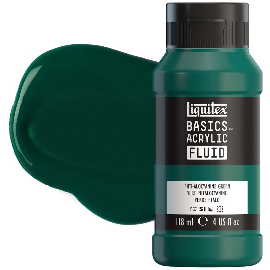 Liquitex BASICS Acrylic Fluid - Phthalocyanine Green, 4oz Bottle
