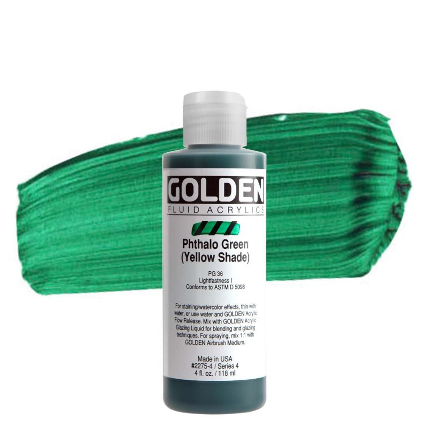GOLDEN Fluid Acrylics Phthalo Green (Yellow Shade), 4oz