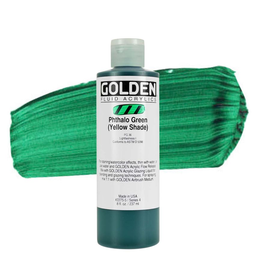 GOLDEN Fluid Acrylics Phthalo Green (Yellow Shade), 8oz