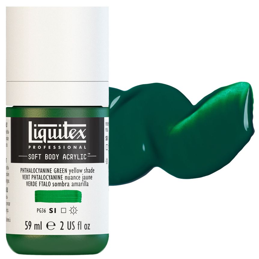 Liquitex Professional Soft Body Acrylic - Phthalocyanine Green (Yellow Shade), 2oz Bottle