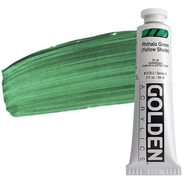 GOLDEN Heavy Body Acrylic 2 oz Tube - Phthalo Green (Yellow Shade)