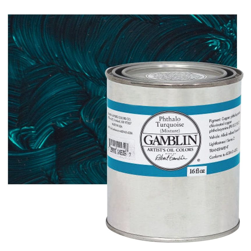 Gamblin Artists Oil - Phthalo Turquoise, 16oz Can