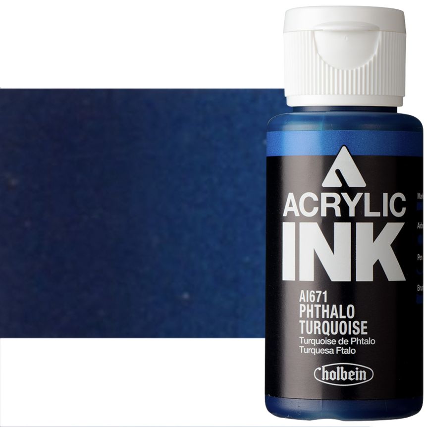 Holbein Acrylic Ink - Phthalo Turquoise, 30ml
