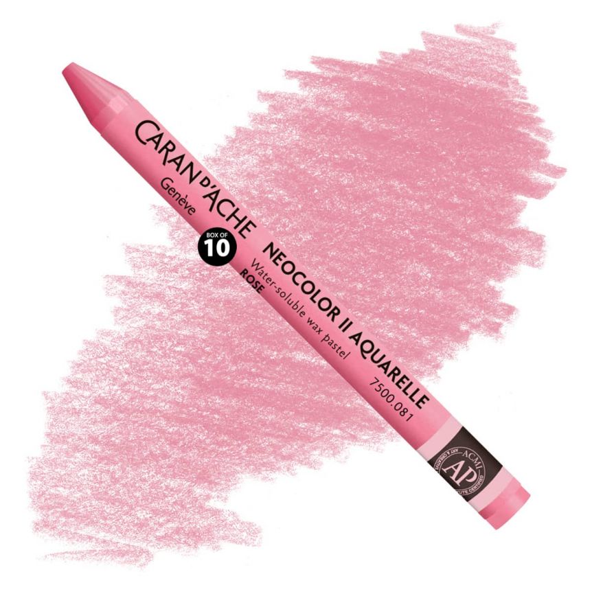 Caran d'Ache Neocolor II Water-Soluble Wax Pastels - Pink, No. 081 (Box of 10)