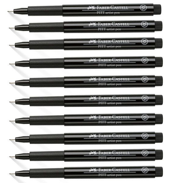 Faber-Castell Pitt Pen Box of 10 Extra Superfine (0.1mm) - Black 