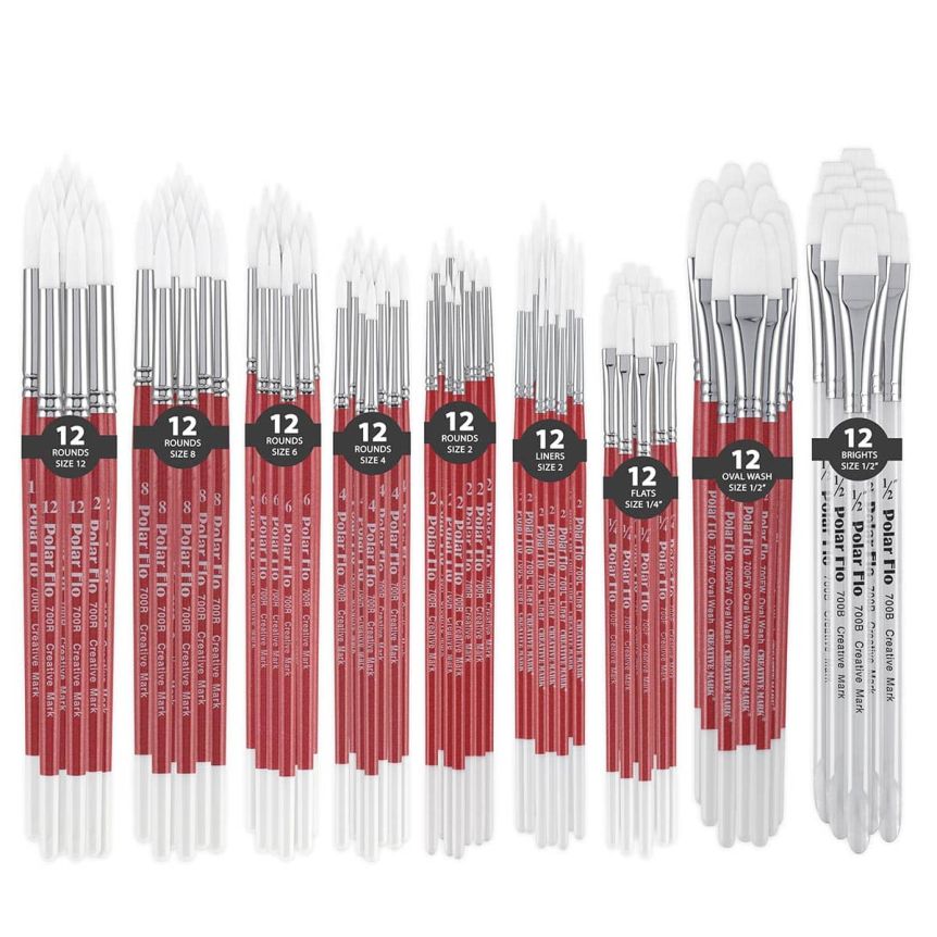 Polar Flo White Synthetic Watercolor Brush Class Pack of 108
