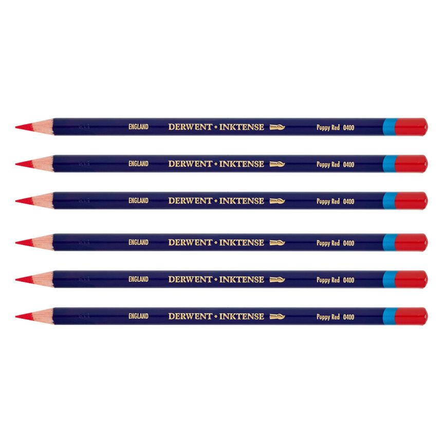 Derwent Inktense Pencil - Poppy Red (Box of 6)