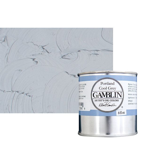 Gamblin Artist's Oil Color 8 oz Can - Portland Cool Grey