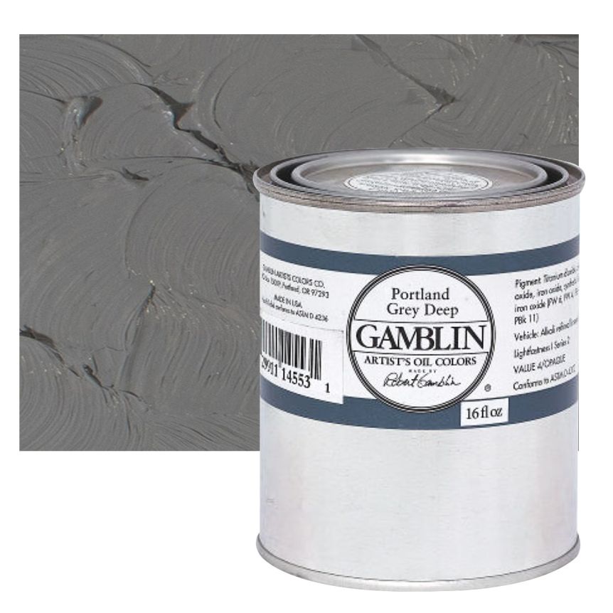 Gamblin Artists Oil - Portland Grey Deep, 16oz Can