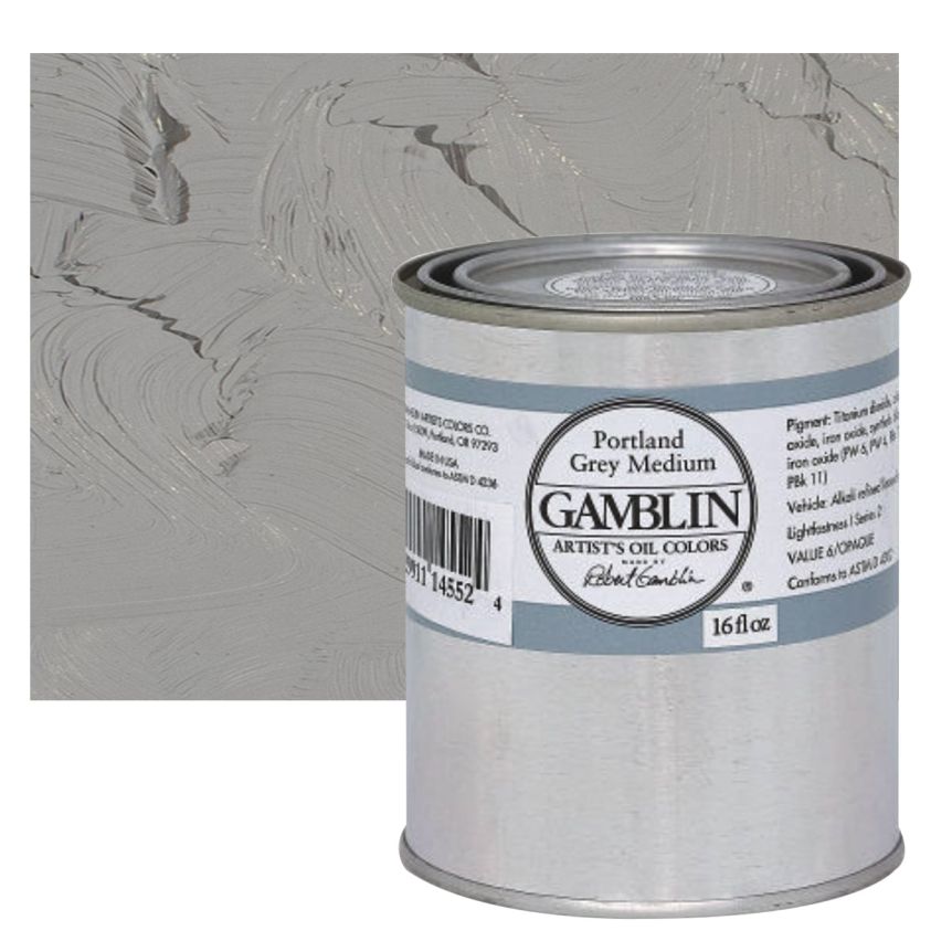 Gamblin Artists Oil - Portland Grey Medium, 16oz Can