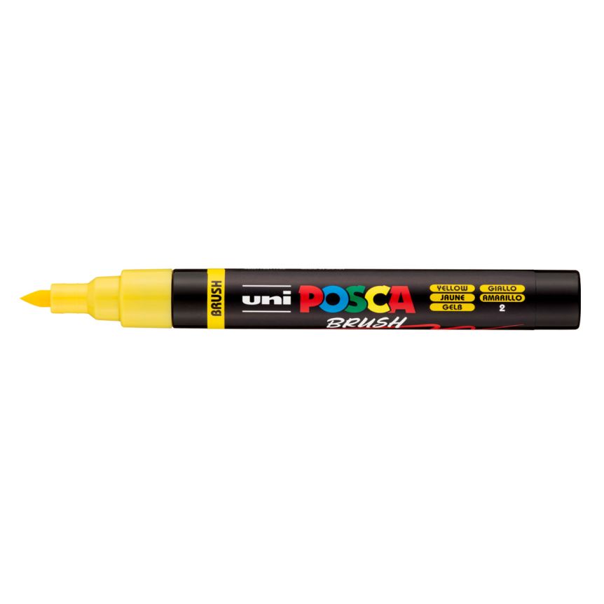 Posca Acrylic Paint Marker 1-4 mm Pointed Brush Tip, Yellow