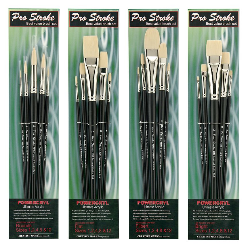 Creative Mark Pro-Stroke Powercryl Acrylic Brush Value Set-Combo Pack