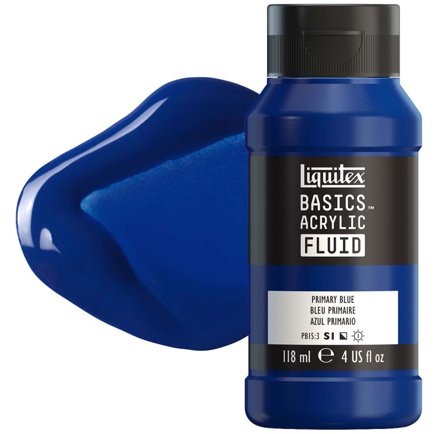 Liquitex BASICS Acrylic Fluid - Primary Blue, 4oz Bottle