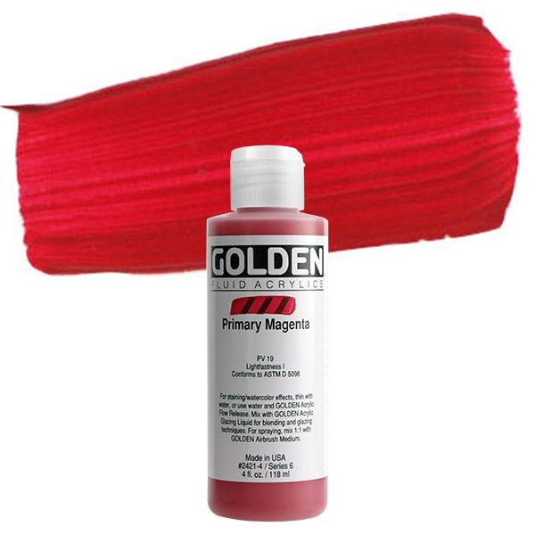 Golden Fluid Acrylic Paint 119ml - Magenta Primario - Colore Acrilico Fluido Ad Alta Pigmentazione