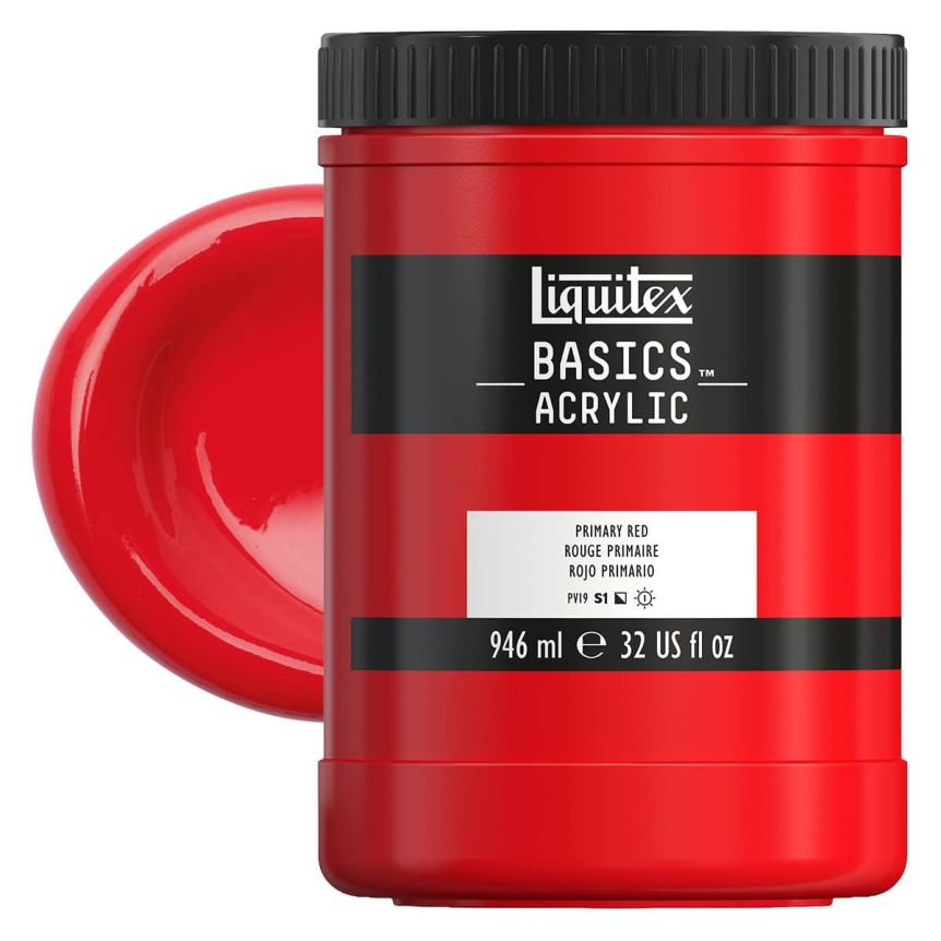 Liquitex Basics Acrylic Paint - Primary Red, 32oz Jar