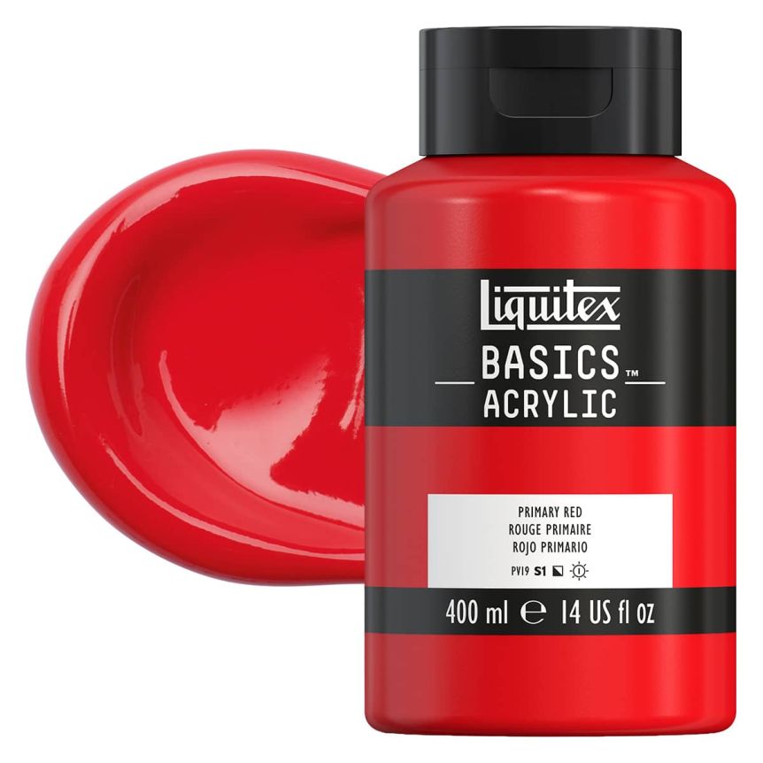 Liquitex Basics Acrylic Paint - Primary Red, 400ml Bottle