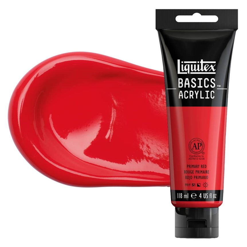 Liquitex Basics Acrylic Paint - Primary Red, 4oz Tube