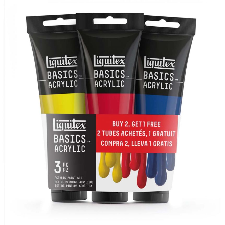 Liquitex BASICS Acrylic Primary Colors Set of 3, 4oz