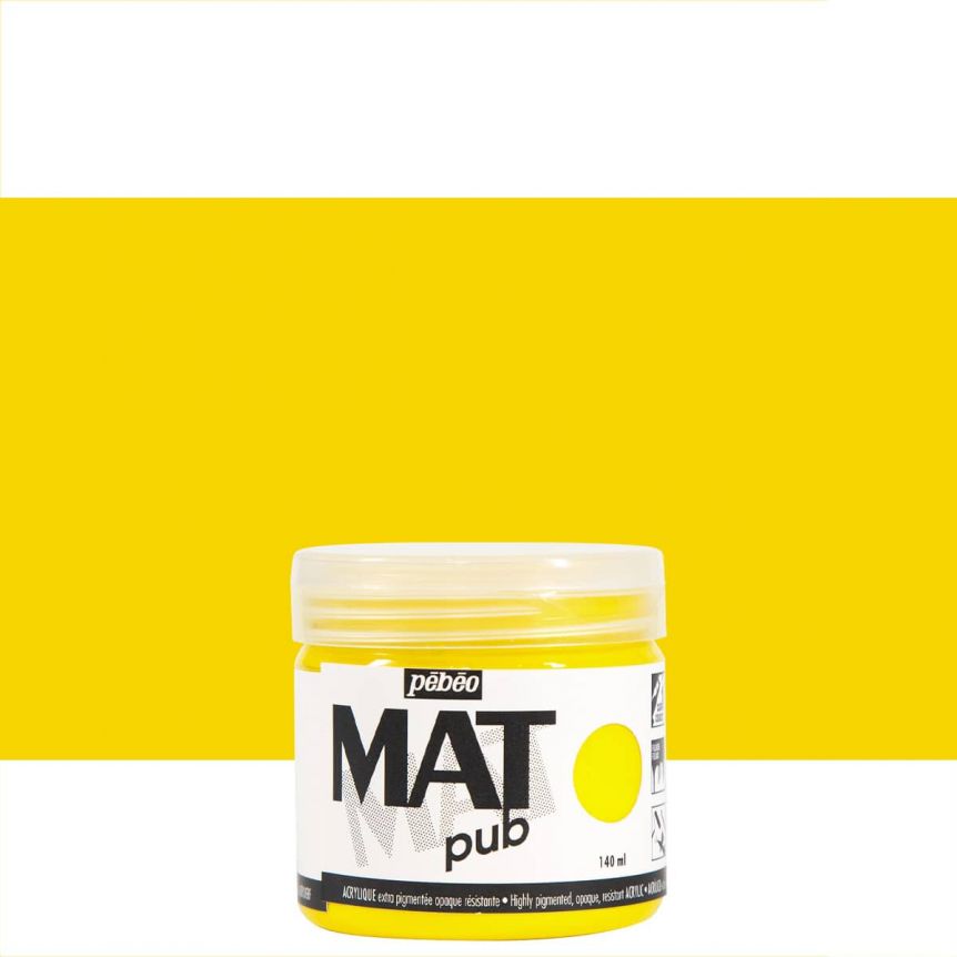 Pebeo Acrylic Mat Pub - Primary Yellow, 140ml