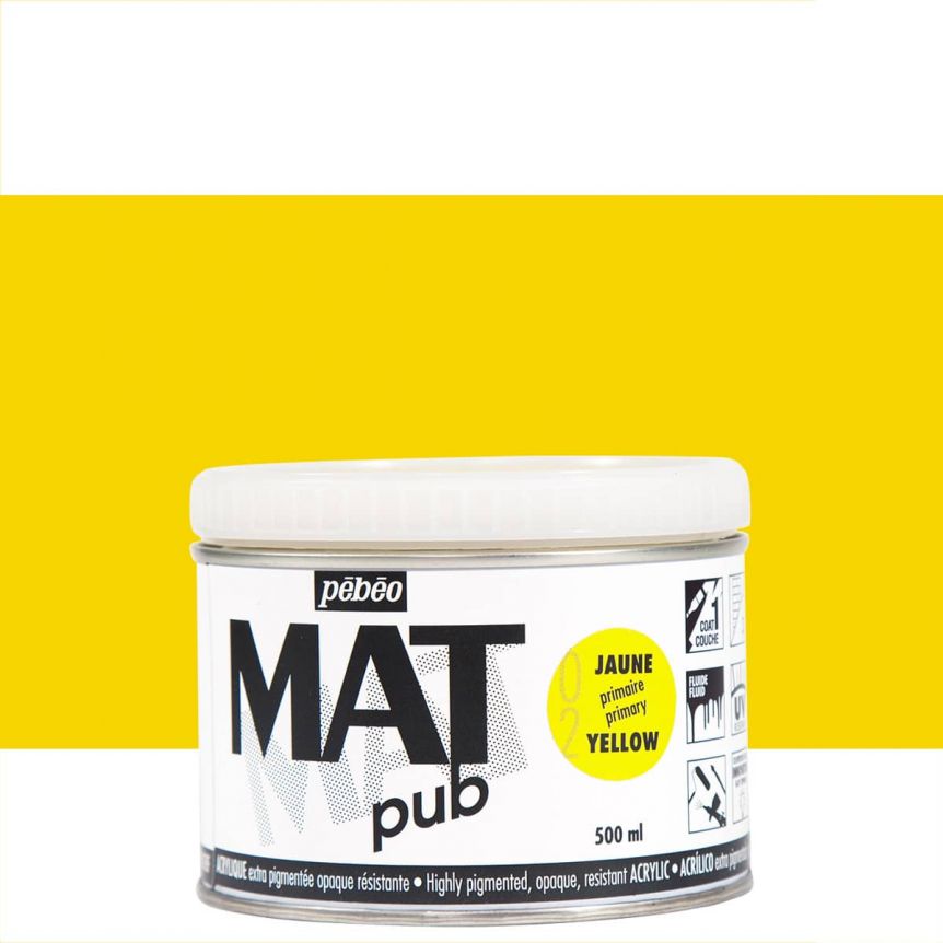 Pebeo Acrylic Mat Pub - Primary Yellow, 500ml