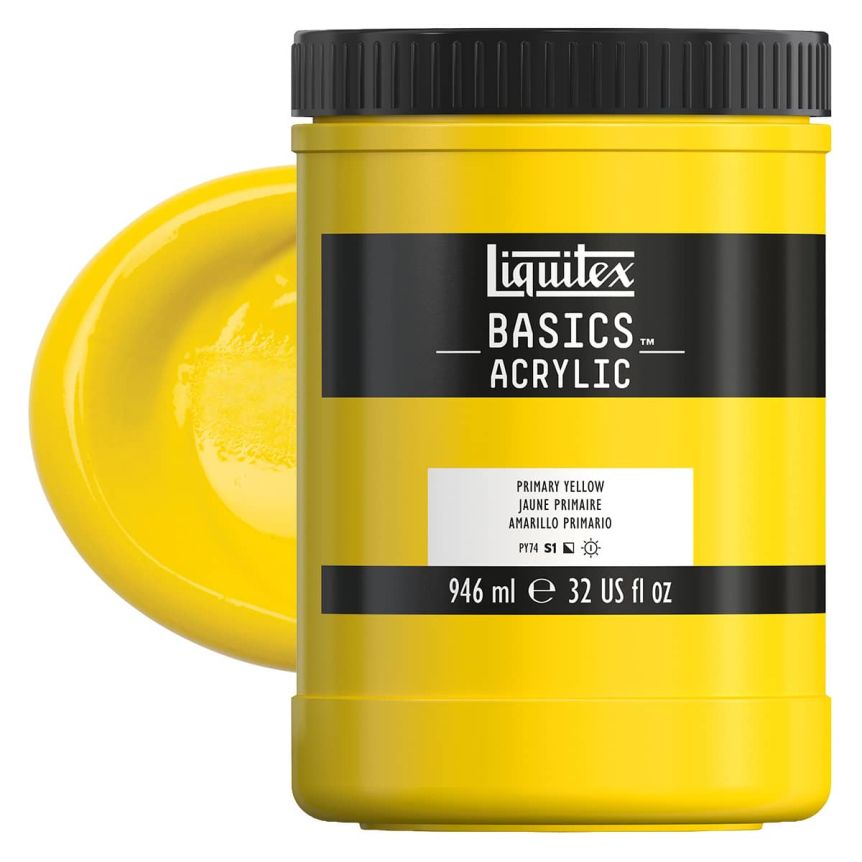 Liquitex Basics Acrylic Paint - Primary Yellow, 32oz Jar