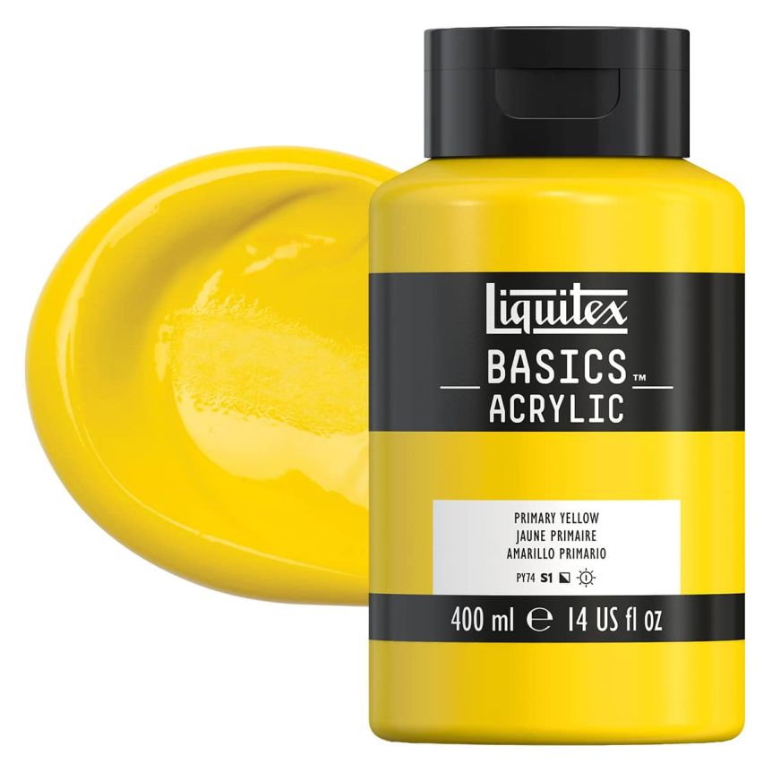 Liquitex Basics Acrylic Paint - Primary Yellow, 400ml Bottle