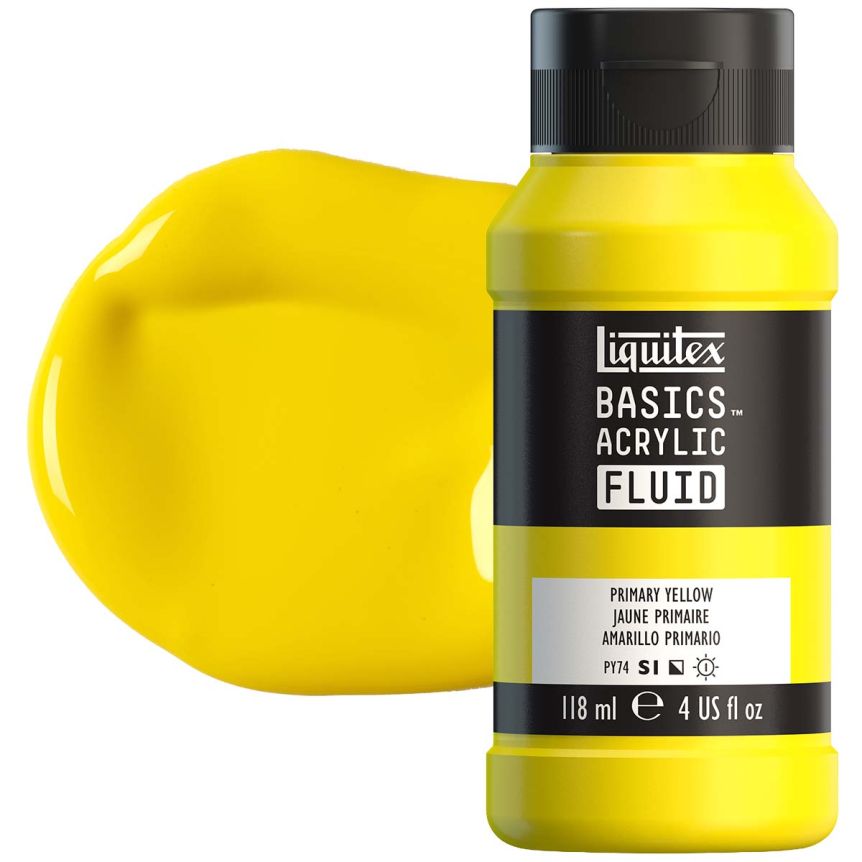 Liquitex BASICS Acrylic Fluid - Primary Yellow, 4oz Bottle