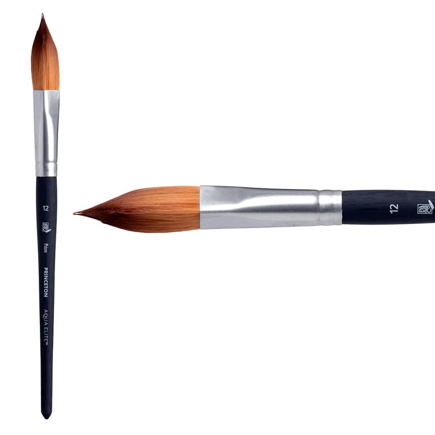 Princeton Aqua-Elite Synthetic Kolinsky Sable Short Handle Brush, Prism Size 12