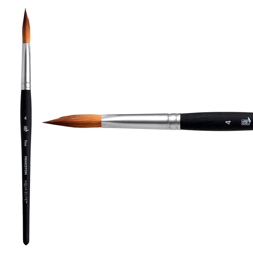 Princeton Aqua-Elite Synthetic Kolinsky Sable Short Handle Brush, Prism Size 4
