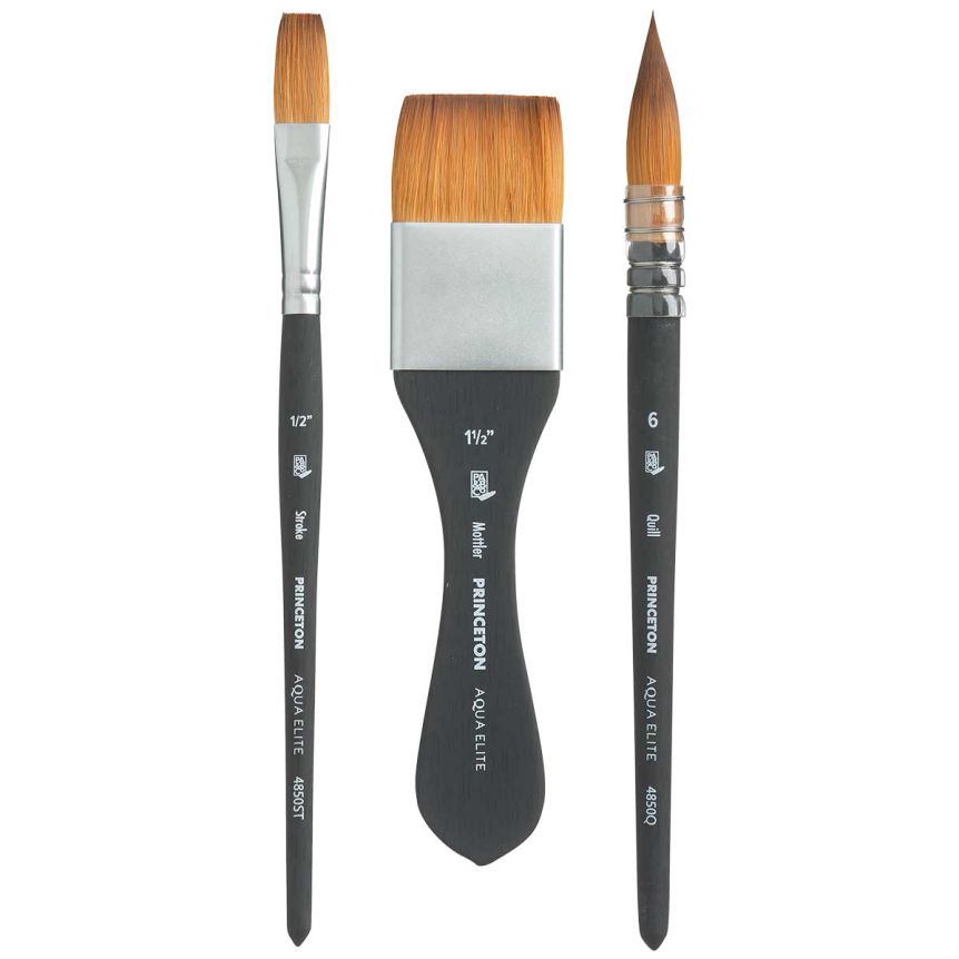 Princeton Aqua-Elite Series 4850 Synthetic Kolinsky - Bold Selection Set of 3