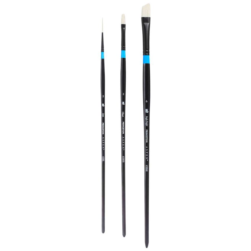 Princeton Aspen Series 6500 Synthetic Brush - Favorites Set of 3, Long Handle