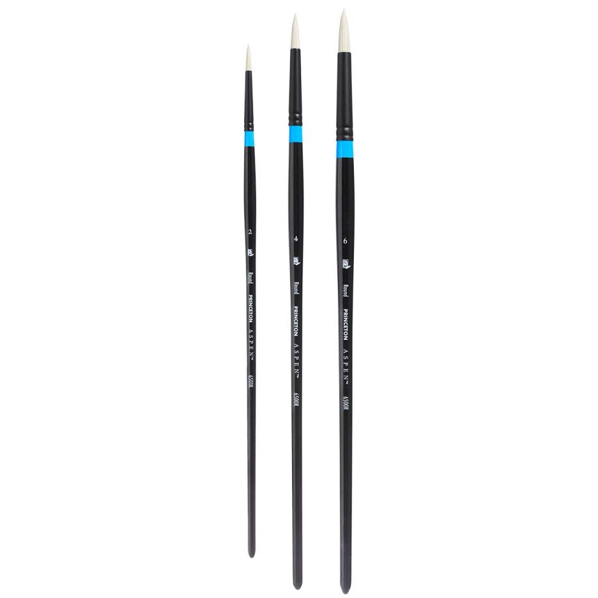 Princeton Aspen Series 6500 Synthetic Brush - Rounds Set of 3, Long Handle