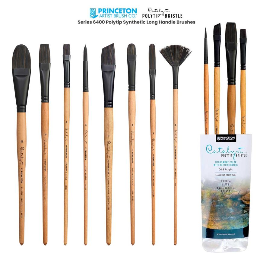 Princeton Catalyst 6400 Polytip Bristle Long Handle Brushes